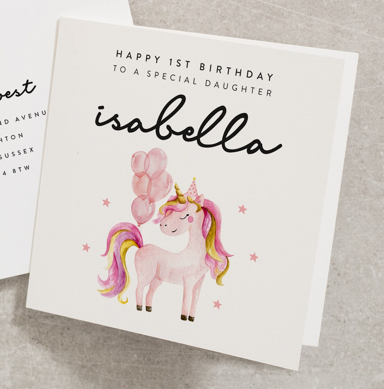 Happy 1st Birthday To A Special Daughter, Personalised Daughters First Birthday Card, Unicorn First Birthday, For Daughter, For Her BC880