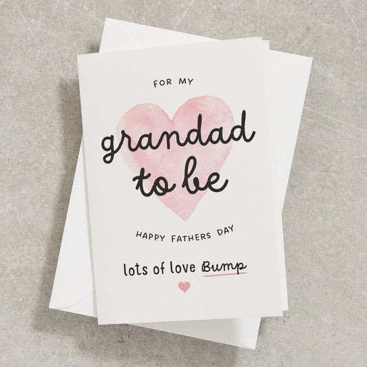 Grandad To Be Fathers Day Card, Grandpa To Be Fathers Day Card, Fathers Day Card From Bump, Pink Heart Grandad Card, Papa, Pops FC045