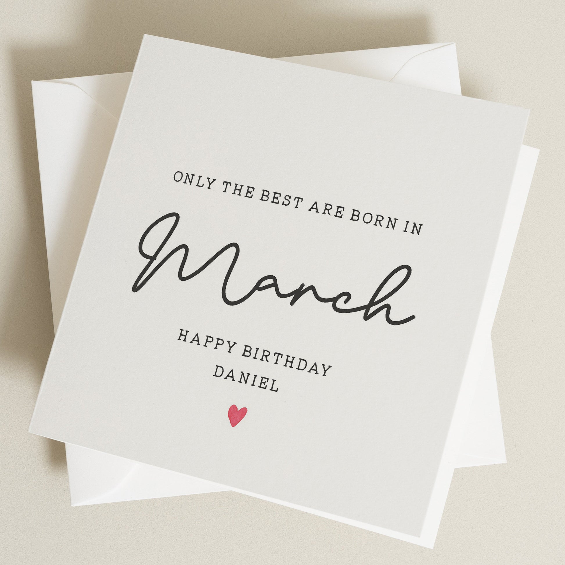 Simple Personalised Birthday Card, March Birthday Card, Funny Birthday Card For Her, For Friend, Birthday Gift To Him, Birthday Month Card