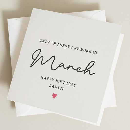 Simple Personalised Birthday Card, March Birthday Card, Funny Birthday Card For Her, For Friend, Birthday Gift To Him, Birthday Month Card