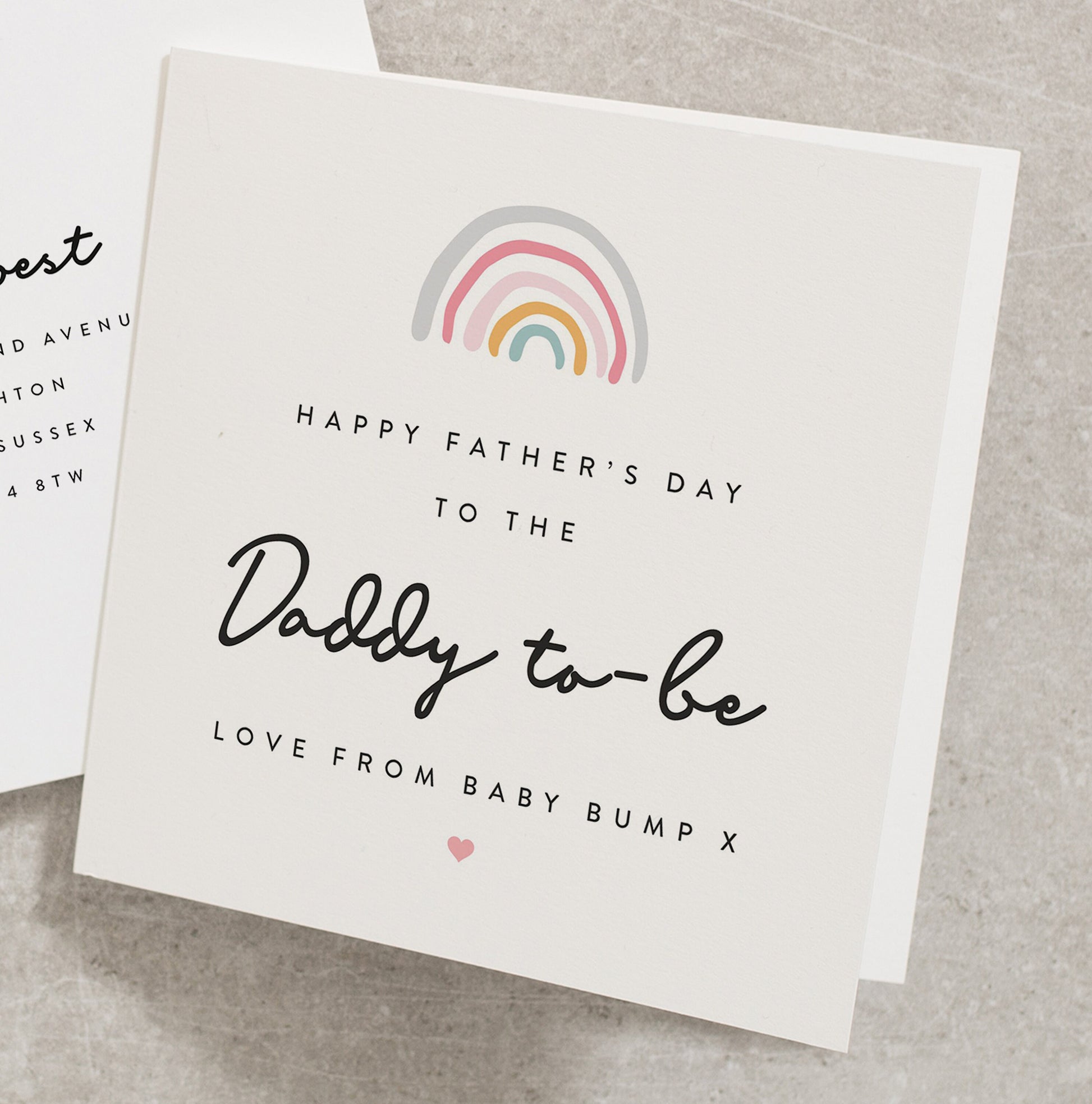 Daddy To Be Father&#39;s Day Card, To My Daddy To Be Card, Father&#39;s Day Card From Bump, Cute Rainbow, Personalised Daddy To Be Card FD171