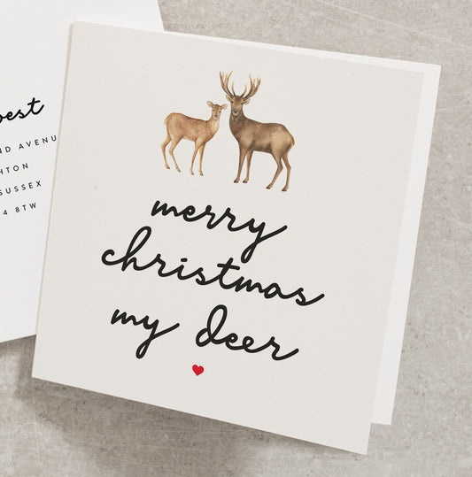 Funny Christmas Card for Her or Him, Deer Christmas Card for Boyfriend or Girlfriend, Merry Christmas my Deer CC247