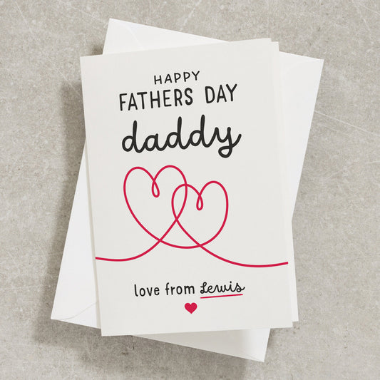 Fathers Day To My Daddy, Love Hearts Fathers Day Card From Kids, Special Dad Card, Simple Daddy Card, Personalised Fathers Day Card FC027