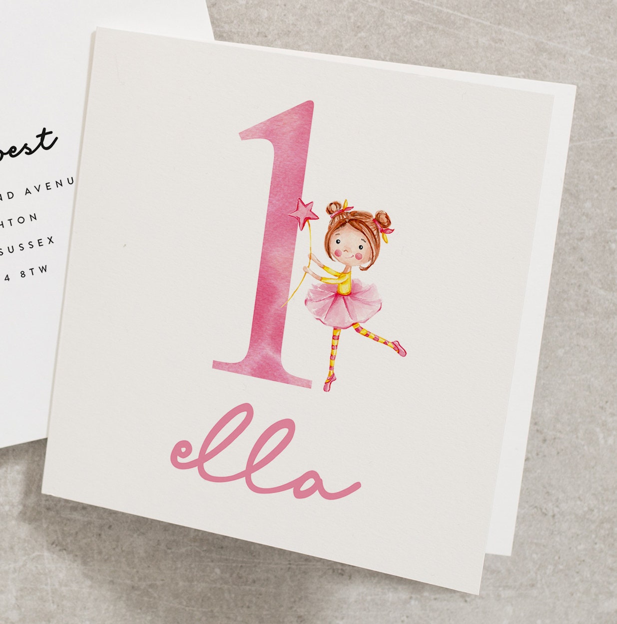 Baby Girl 1st Birthday Card, Cute 1st Birthday Card Girl, For Her First Birthday Card With Envelope, Personalised With Any Name BC822