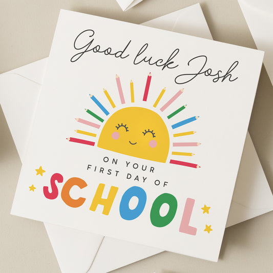 First Day Of School Card, Good Luck Card, 1st Day Of School, School Starter Card, School Starting Gift, Back To School Card, School Card