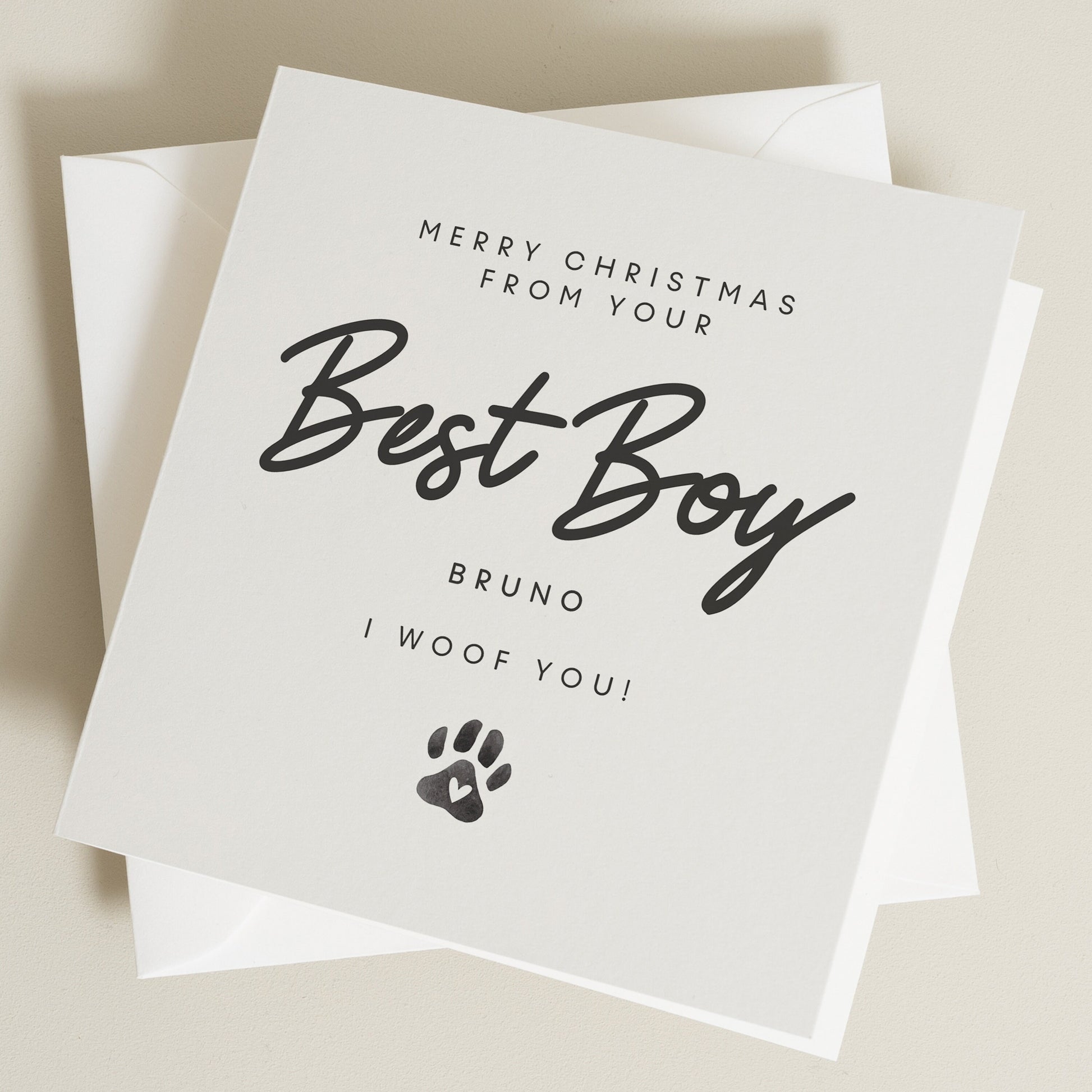 Personalised To The Best Dog Dad Christmas Card From The Dog , Christmas Card With Paw, Merry Christmas Dog Dad Xmas Card