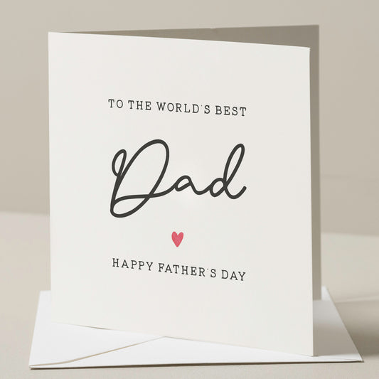 World&#39;s Best Dad Fathers Day Card, Fathers Day Gifts From A Daughter For Dad, Fathers Day Card From Son, Card To Dad, Happy Fathers Day Card