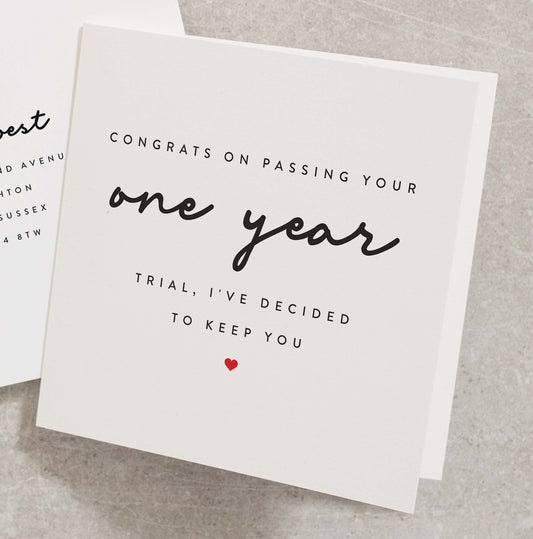 One Year Anniversary Card, Boyfriend One Year Anniversary Card, Husband One Year Anniversary Card, Anniversary Card For Partner AN108