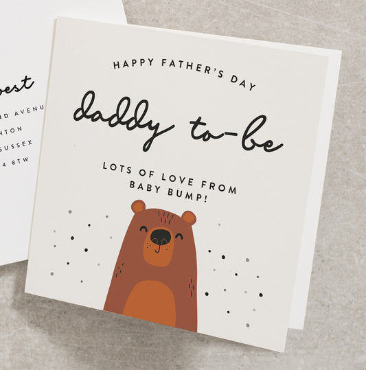 Daddy To Be Father&#39;s Day Card, To My Daddy To Be Card, Father&#39;s Day Card From Bump, Cute Bear, Personalised Daddy To Be Card FD176