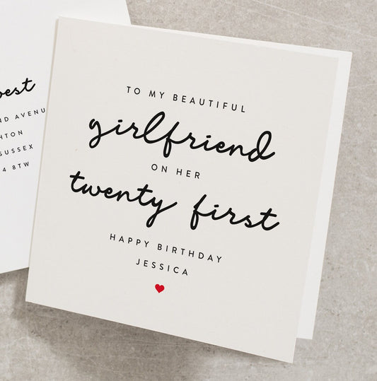 21st Girlfriend Card, To My Beautiful Girlfriend On Her Twenty First, Happy Birthday Card, Girlfriend Birthday Card BC434