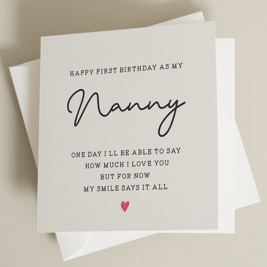 First Birthday As A Nanny Card, Poem Birthday Card For Nanny, First Birthday As My Nan, Happy Birthday Nanny, Birthday Gift From Baby