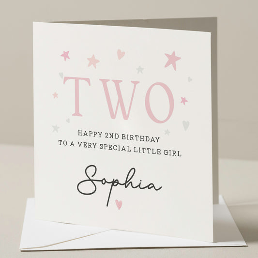 Personalised 2nd Birthday Card For Daughter, Niece Second Birthday Card, 2nd Birthday Card For Granddaughter, Special Girl Birthday Gift