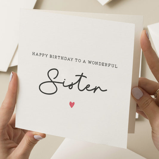 Birthday Card For Sister, Sister Birthday Card, Wonderful Sister Birthday Card, Birthday Gift For Her, Gift For Sister, Simple Card