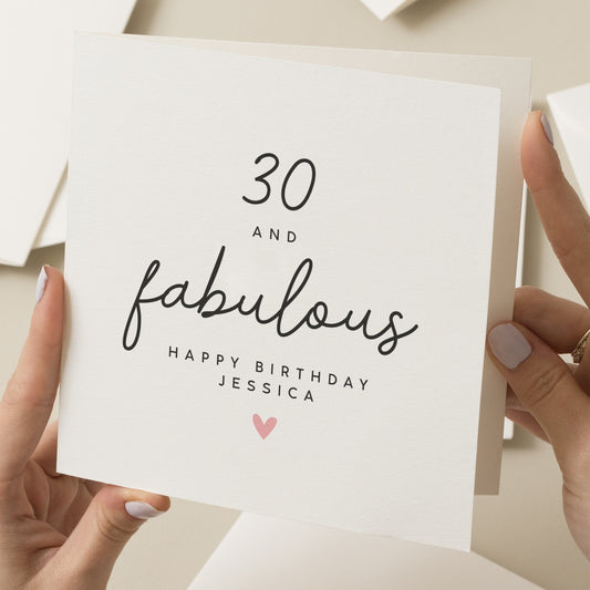 Personalised 30th Birthday Card For Daughter, 30 and Fabulous Birthday Card For Her, Sister Birthday Gift, Any Age 21st, 30th, 40th, 50th