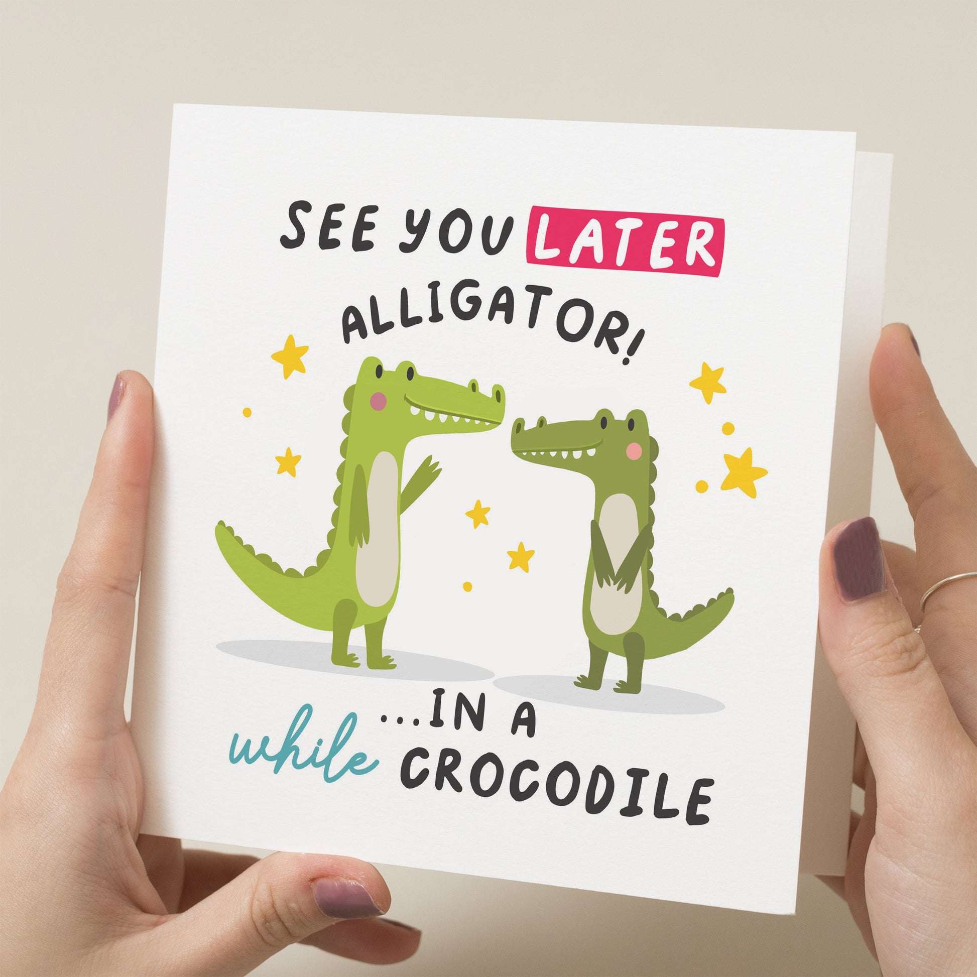 See You Later Alligator Card, Funny Good Luck New Job Card, Leaving Work Good Bye Card For Coworker, Colleague New Job Good Luck Gift