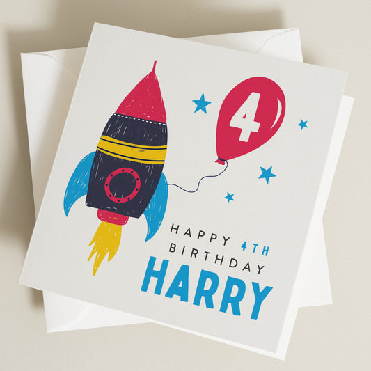 4th Birthday Card For Grandson, Son 4th Birthday Card, Nephew 4th Birthday Card, Happy 4th Birthday Card, 4th Birthday Card For Kid BC1199