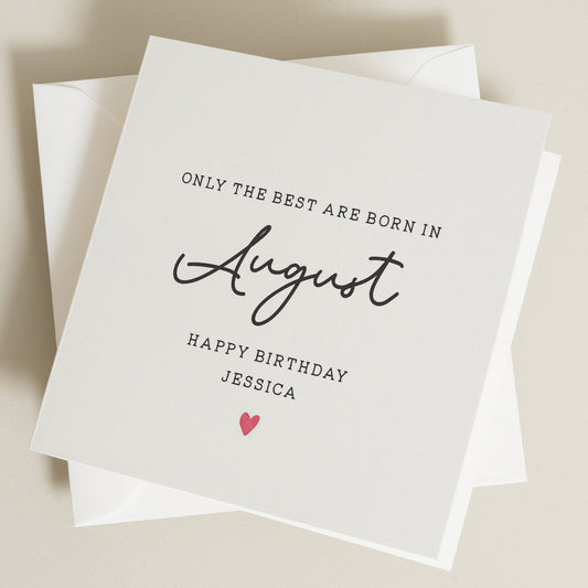 Simple Personalised Birthday Card, August Birthday Card, Funny Birthday Card For Her, For Friend, Birthday Gift To Him, Birthday Month Card