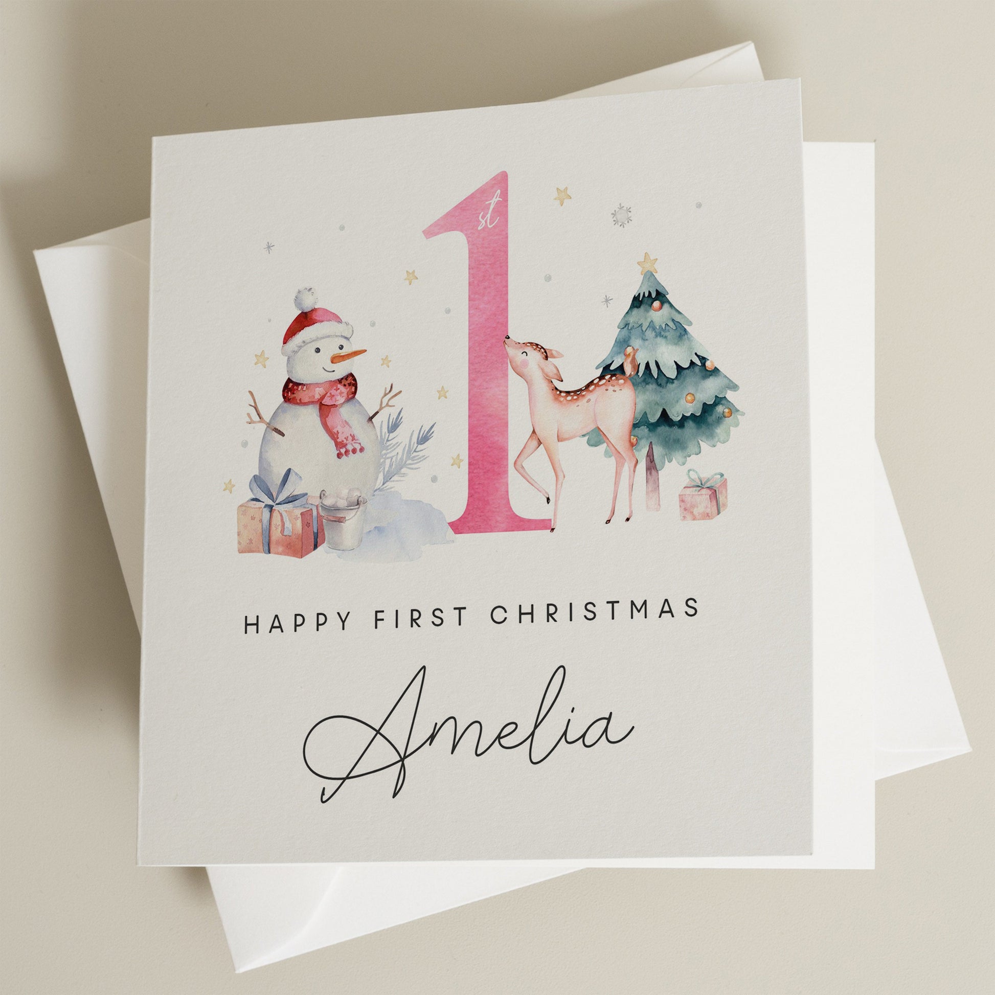 2023 1st Christmas Card, Daughter First Christmas, Personalised Christmas Card For Baby Girl, First Christmas Card, Baby 1st Christmas Gift