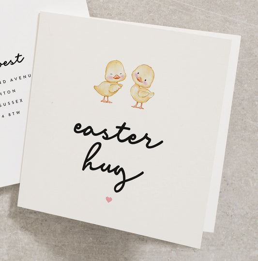 Easter Hug Cards, Baby Chick Happy Easter Card, Easter Hug And Wishes Greeting Card, Thinking Of You Easter Card, Happy Easter Card EC037