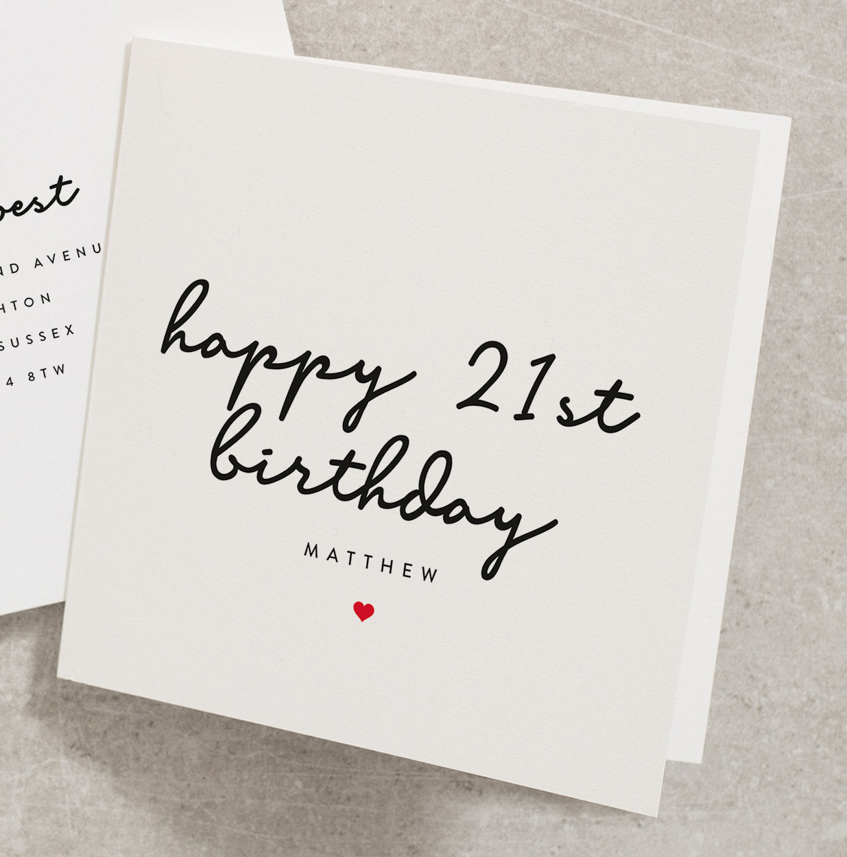 Happy 21st Birthday, Any Name Birthday Card, Personalised Birthday Card For Him, Simple Birthday Card BC464