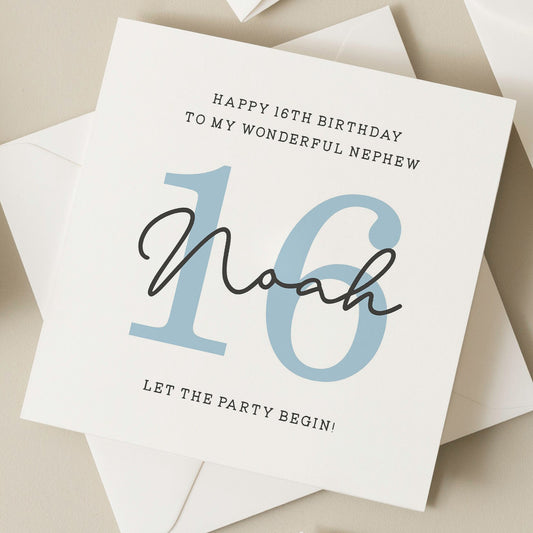 Sixteenth Birthday Card To Nephew, Personalised Birthday Card For Nephew, 16th Birthday Card For Nephew, Nephew 16th Birthday Gift