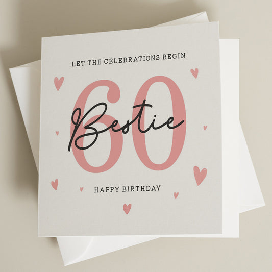 60th Birthday Card For Bestie, Best Friend Birthday Card, Sixtieth Birthday Card, Birthday Gift For Her, Bestie Birthday, 60th Gift