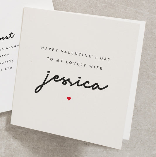 Personalised Valentines Day Card To My Lovely Wife, Custom Name Valentines Day Card, Cute Valentines Day Card for Her, Romantic Card VC037