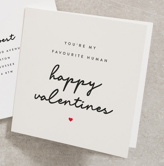 You&#39;re my Favourite Human Valentines Day Card for Her, Cute Valentines Day Card for Girlfriend or Boyfriend, Simple Valentines Card VC021