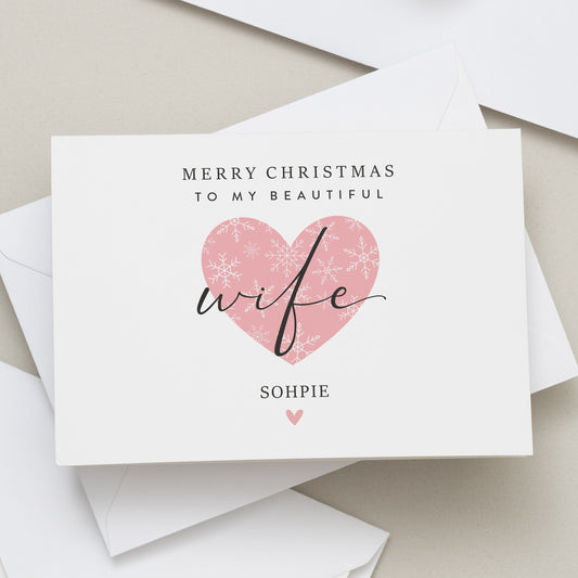 Wife Christmas Card, Christmas Card For Wife, Personalised Wife Xmas Card, Simple Wife Card For Christmas, Woman Christmas Card, Partner