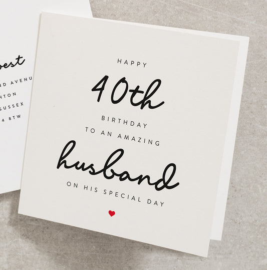 Happy 40th Birthday To An Amazing Husband On HIs Special Day, Husband 40th Birthday Card, For Him Birthday Card, Husband, Hubby BC530