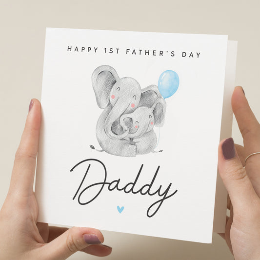 Cute Son 1st Fathers Day Card, Elephant First Father&#39;s Day As My Dad Card, Baby Boy First Fathers Day Card, Animal First Fathers Day Gift