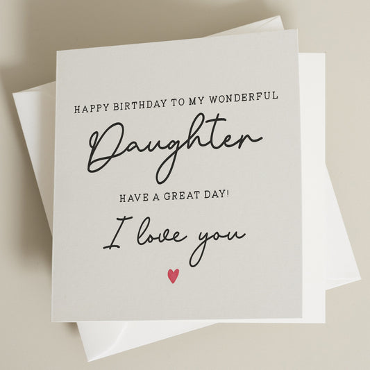 Birthday Card For Daughter, Wonderful Daughter Birthday Card, Birthday Gift To Daughter, Daughter Gift, Birthday Card For Her