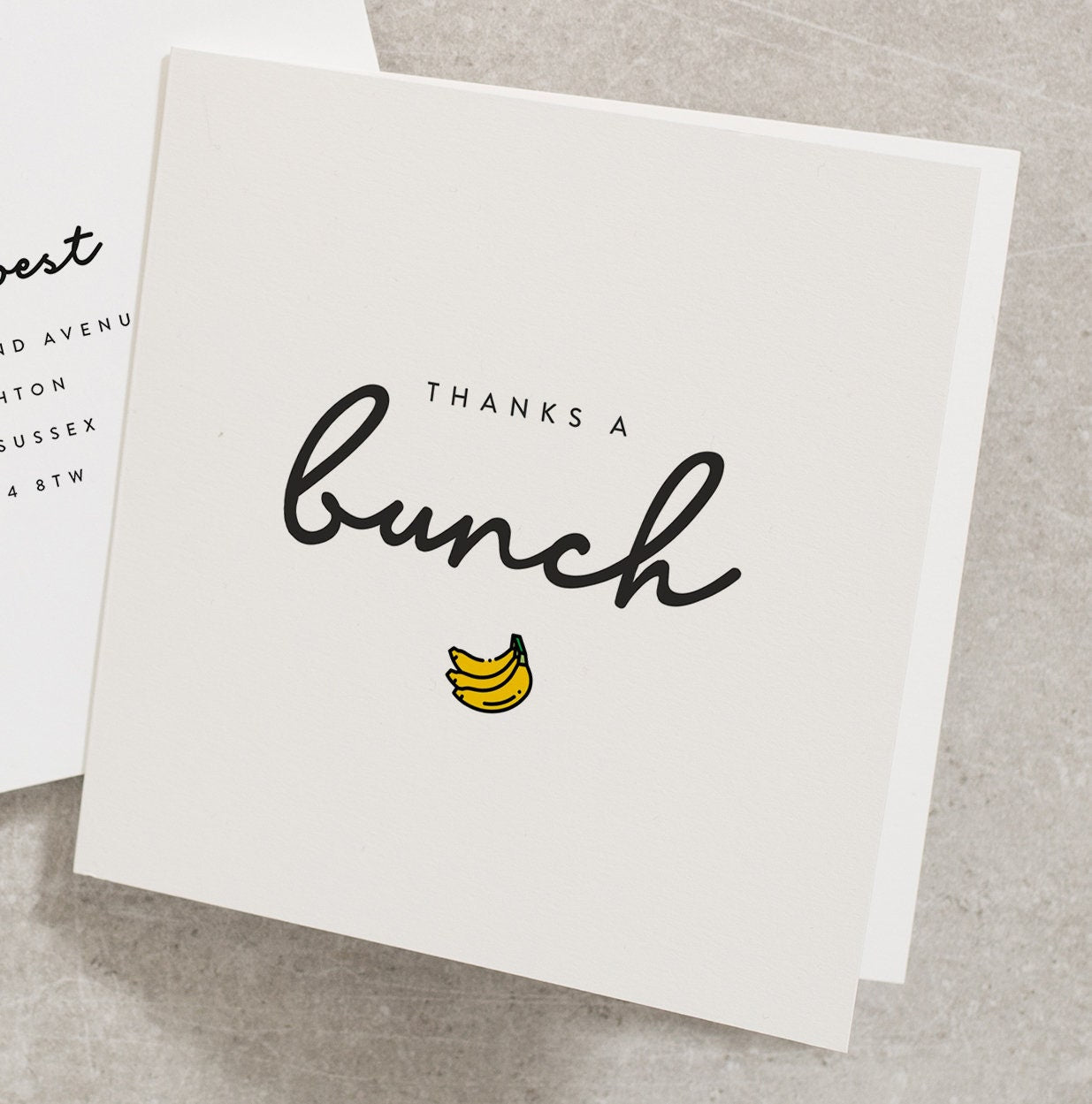 Thanks a Bunch Greeting Card, Personalised Thank You Card, Pun Card, Cute Banana Thank You Card, Thanks So Much, Funny Card, Thankful TY040