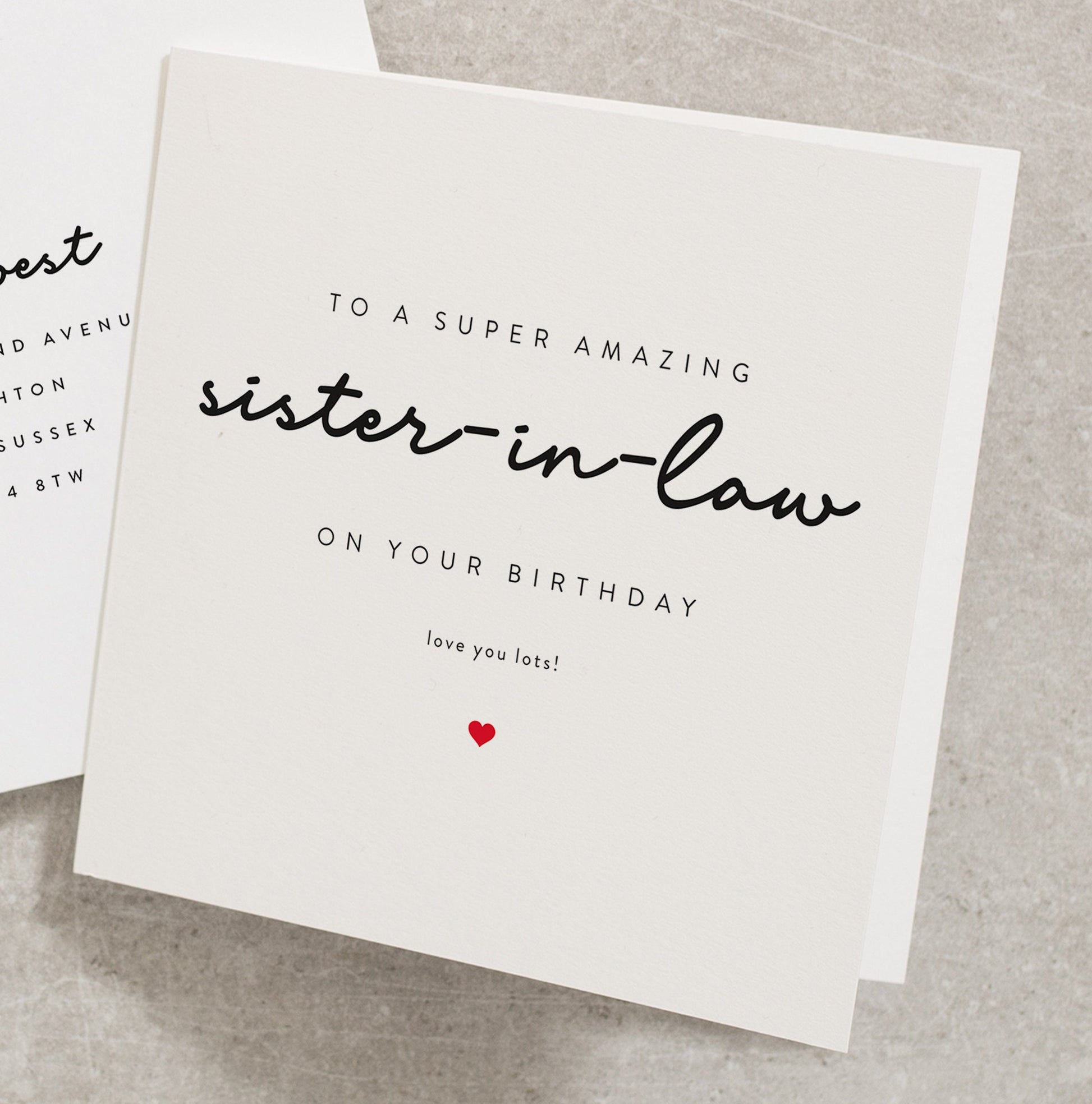 Super Amazing Sister In Law Birthday Card, Personalised Birthday Card for Sister In Laws, Happy Birthday Sister In Law Card, For Her BC192