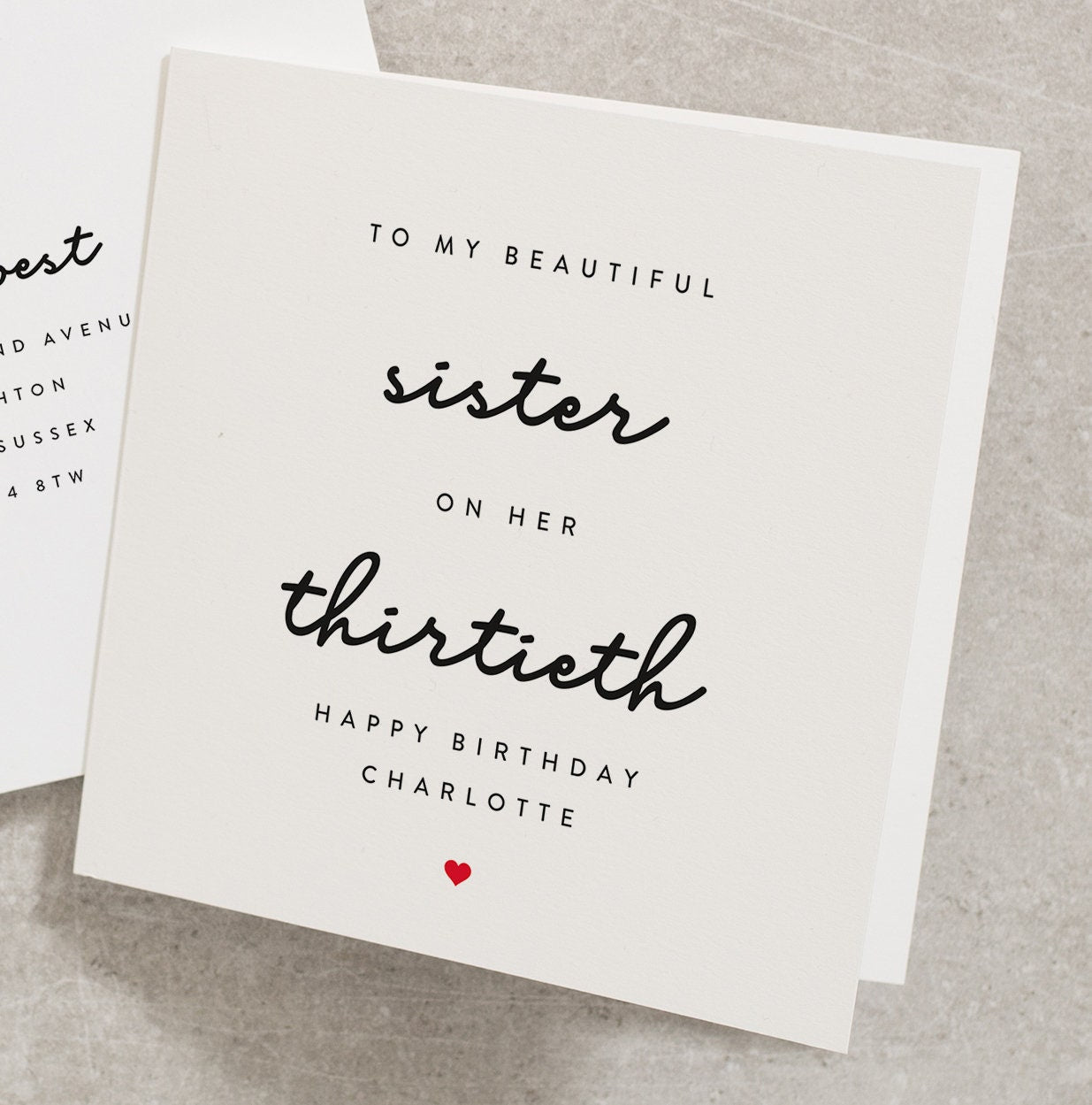 30th Birthday Card For Sister, To My Beautiful Sister On Her Thirtieth Birthday, Sister Birthday Card 30, 30th, Thirty Card, For Her BC475