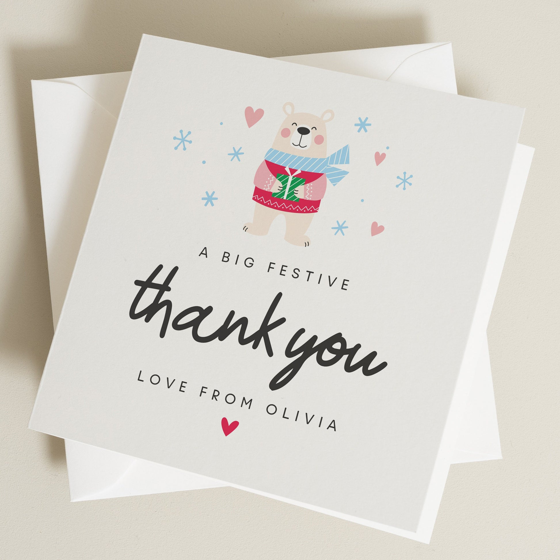 Christmas Thank You Card, Happy New Year Christmas Thank You Card, Personalised Christmas Thank You, Thank You Note Card, Thank You Note