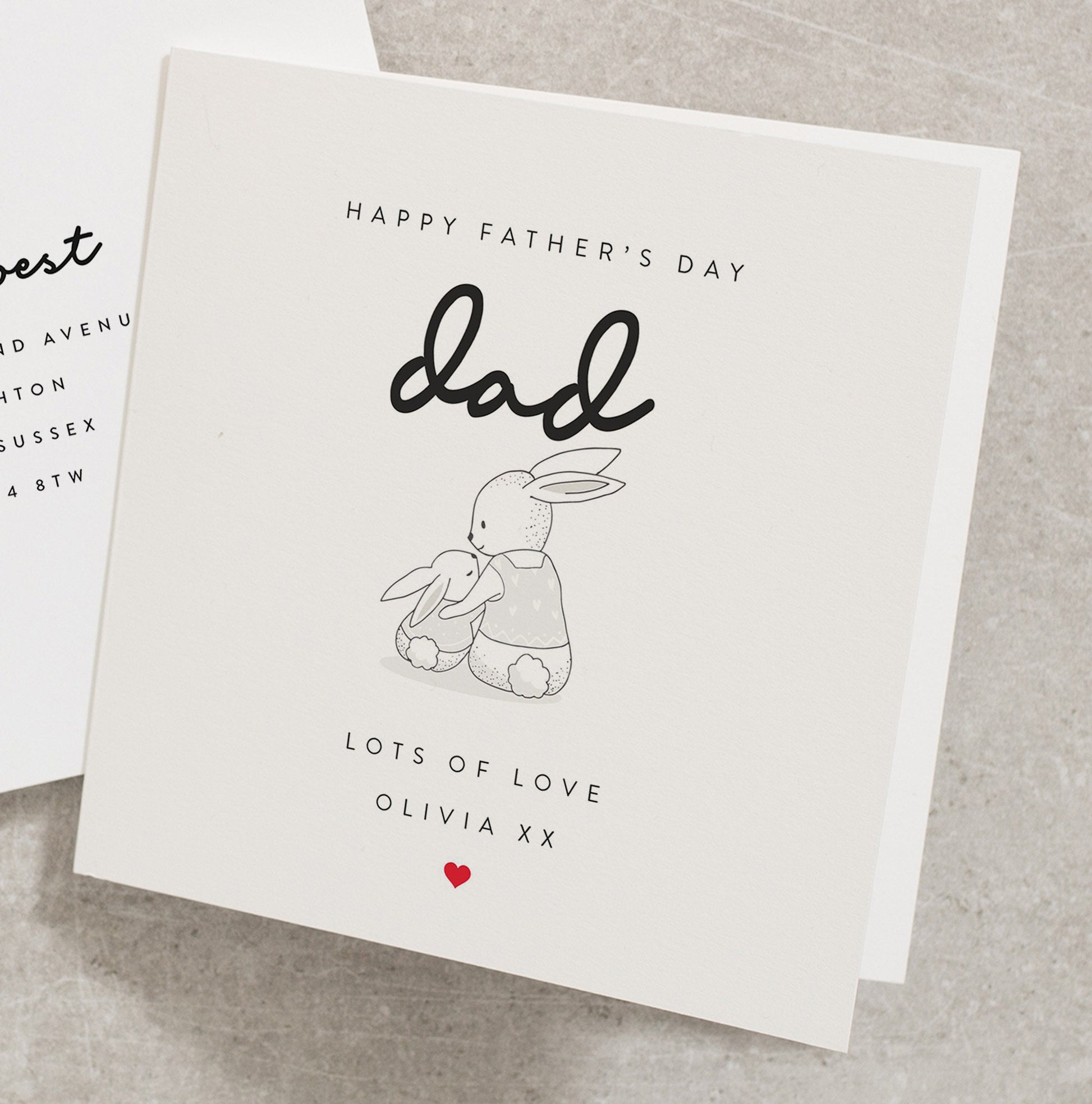 Dad Fathers Day Card, To My Dad On Fathers Day Card From Daughter, Bunny Rabbit Personalised Fathers Day Card, Dad Card, Special Dad FD050