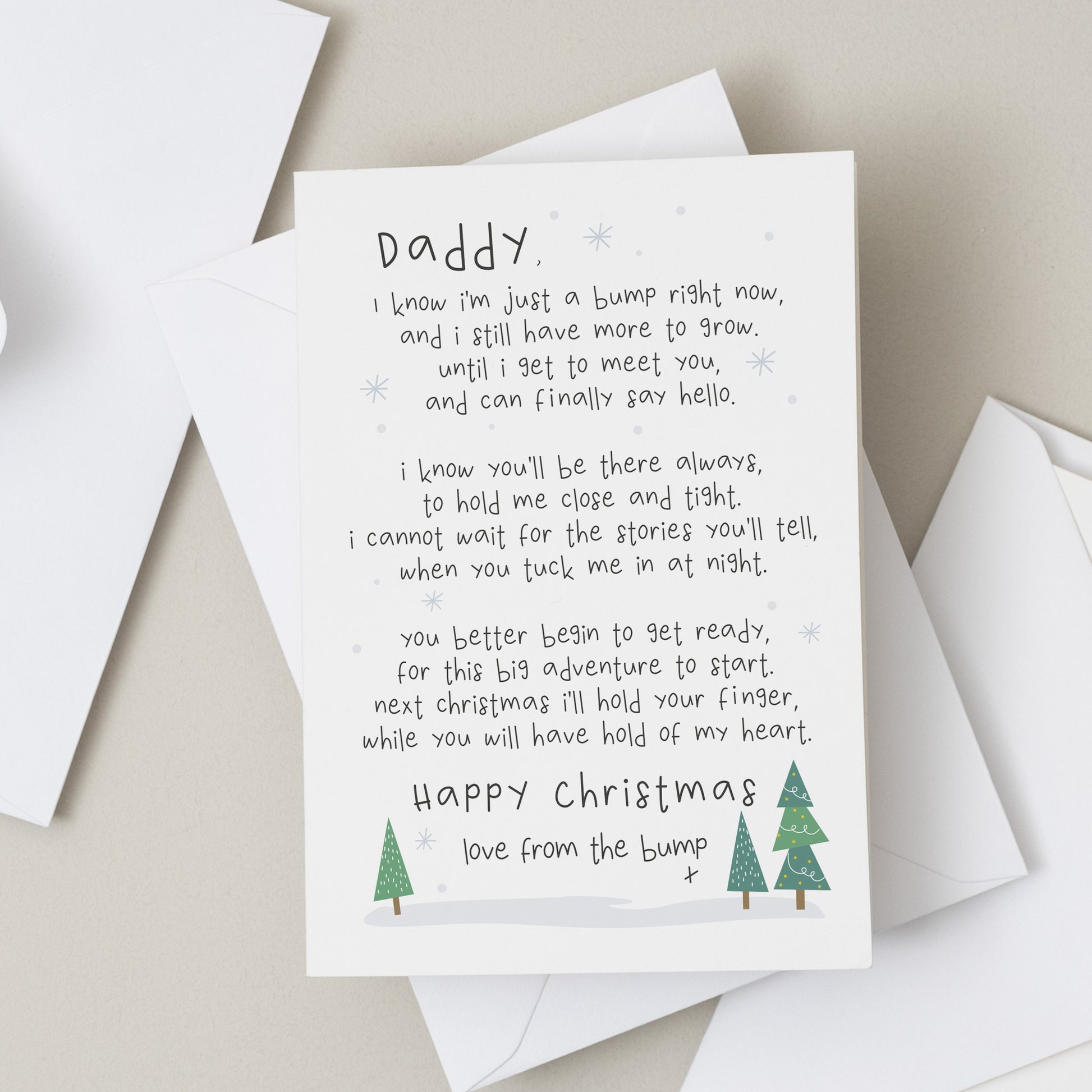 Christmas Card from Bump, Daddy To Be Christmas Card, Christmas Poem Bump Christmas Card for New Dad, Can&#39;t Wait To Meet You Daddy