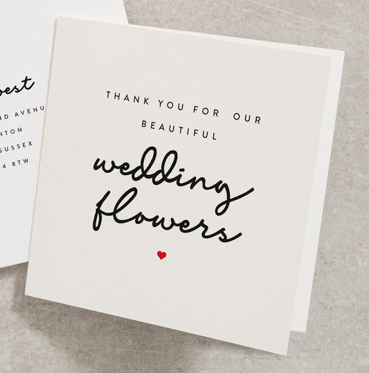 Florist Thank You Card, Wedding Thank You Card For Florist, Thank You For Our Beautiful Wedding Flowers, Simple Wedding Thank You WY108