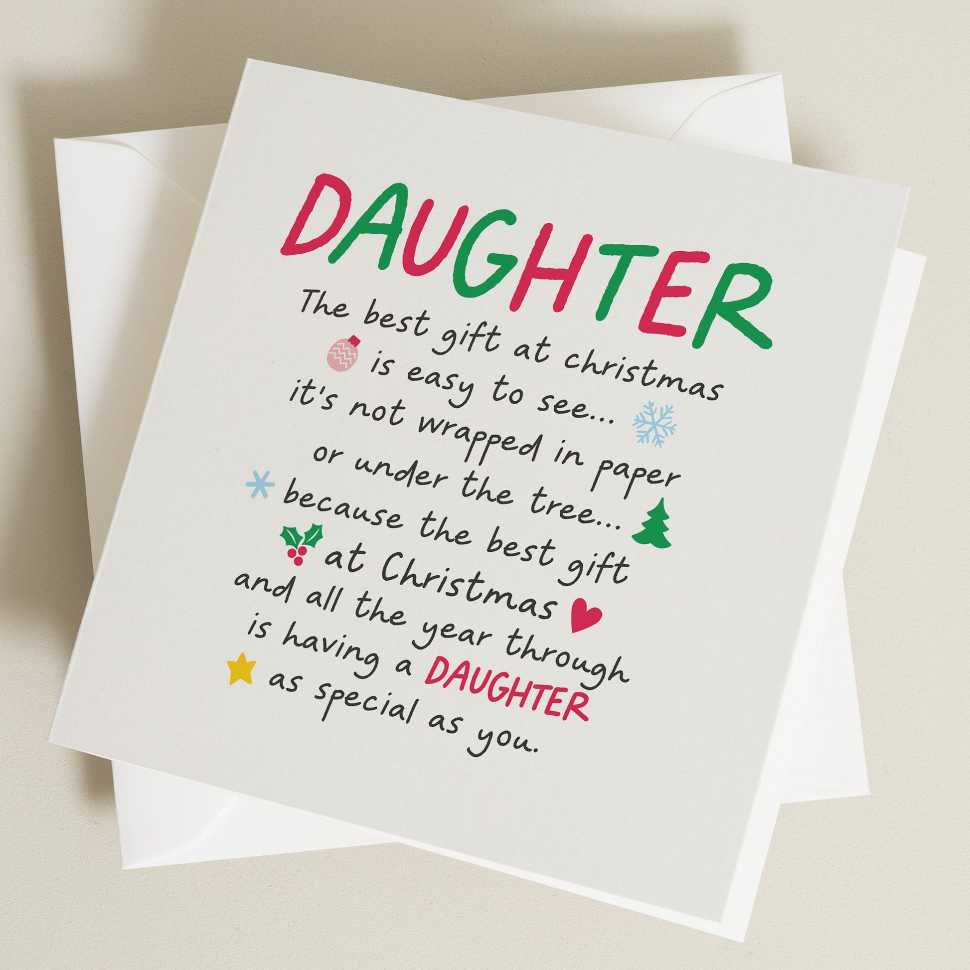 Daughter Christmas Poem Card, Funny Personalised Christmas Card, Daughter Christmas Card, Romantic Christmas Card, Christmas Card For Kids