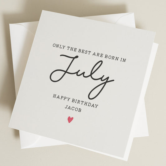 Simple Personalised Birthday Card, July Birthday Card, Funny Birthday Card For Her, For Friend, Birthday Gift To Him, Birthday Month Card