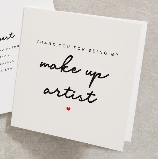 Thank You For Being My Make Up Artist, Wedding Thank You Card, Thank You For Being, Bridal Party Thank You Card, Simple Wedding Card WY100