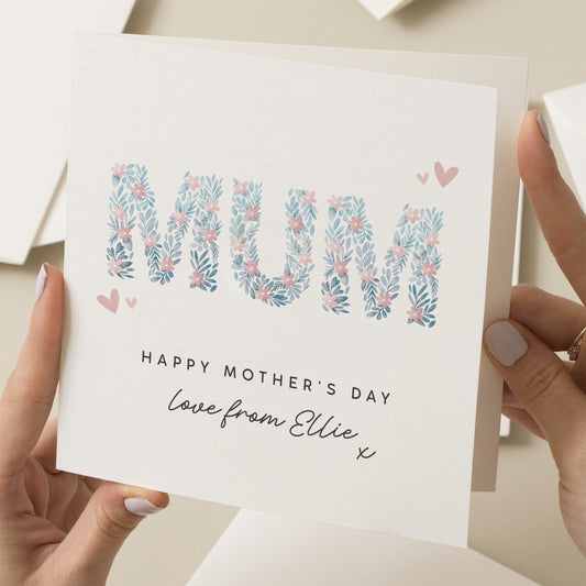 Personalised Mum Mothers Day Card, Floral Mothers Day Card For Mummy, Mothers Day Card For Mummy, Mummy Mothers Day Card, Mothers Day Card