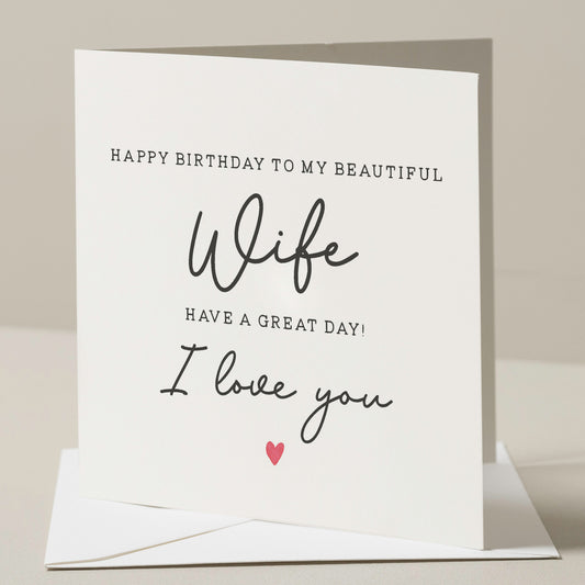 Simple Birthday Card For Wife, Beautiful Wife Birthday Card, Birthday Gift For Her, Wife Birthday Gift, Romantic Card For Her