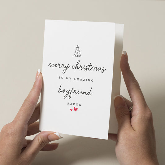 Personalised Boyfriend On Our First Christmas Card, Boyfriend First Christmas Card, Boyfriend 1st Christmas Card, Man Christmas Card