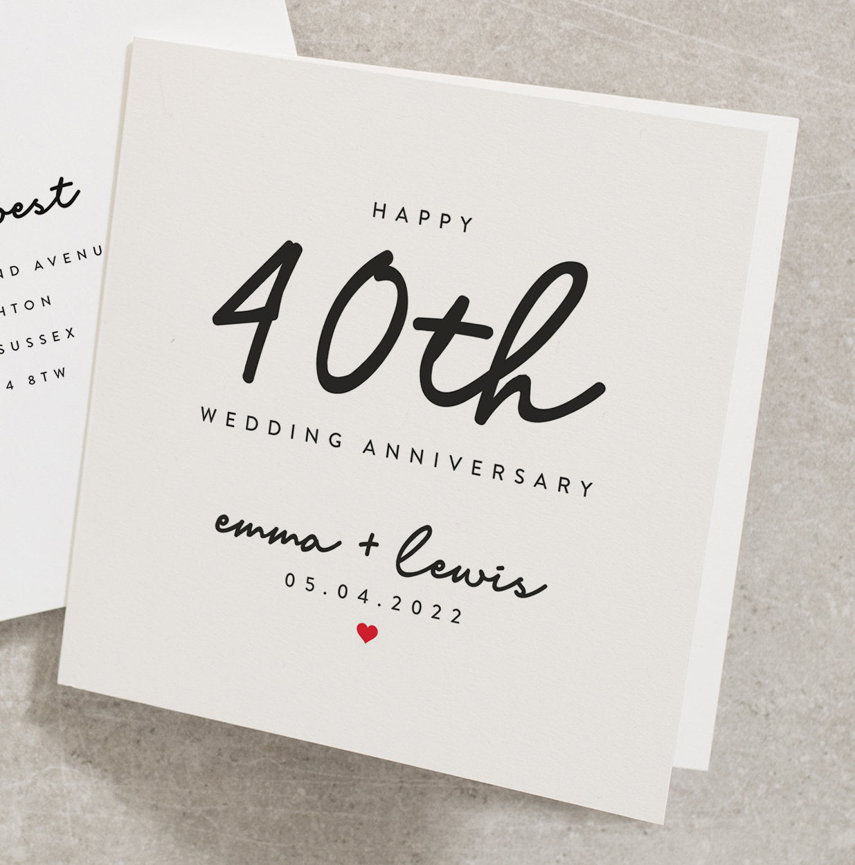 Happy 40th Anniversary Card For Husband, Personalised Wedding Anniversary Card For Partner, Wife 40th Anniversary Card AN117