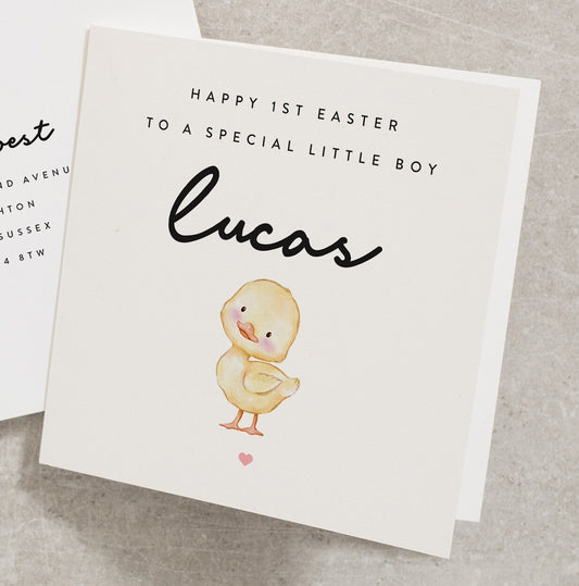 Happy 1st Easter To A Special Little Boy, Personalised Easter Card For Boy, Any Name, Chick Easter Card, Baby Easter Card, Cute EC026