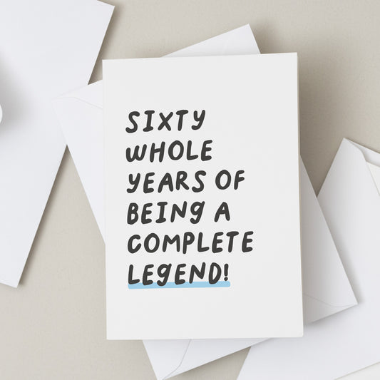 Dad 60th Birthday Card, Happy Sixtieth Birthday Dad, Funny Birthday Card For Him, Legend Dad Card, Sixty Today Gift, Joke Birthday Card