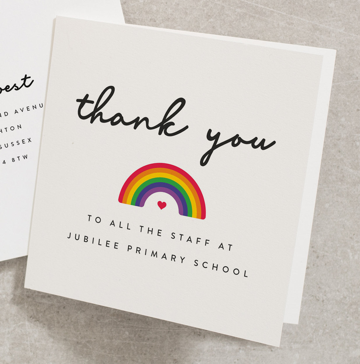 Personalised Thank You Teacher Card, Lockdown Teacher Thank You, Rainbow Teacher Greeting Card, Classroom, School Thank You Card TY007