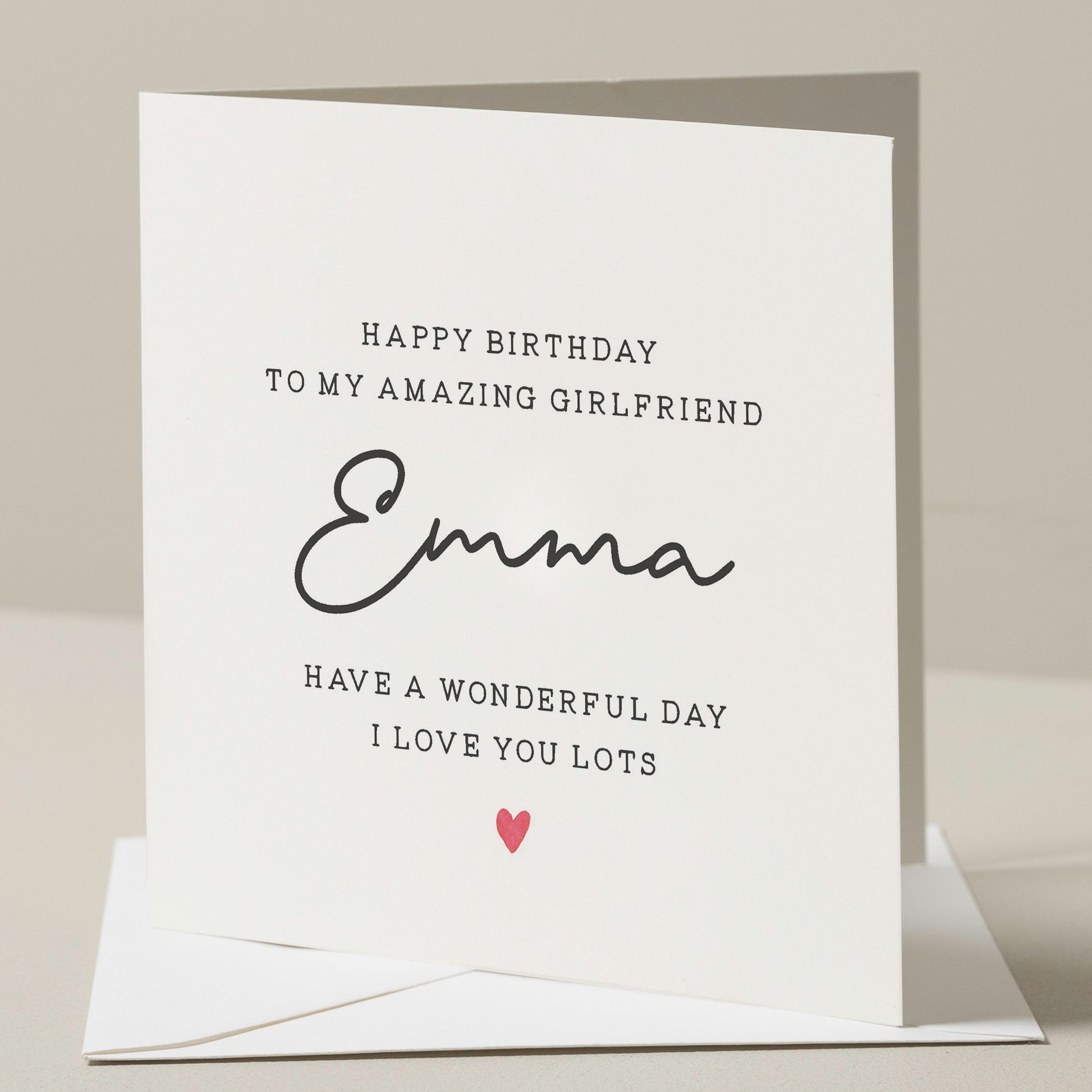 Personalised Birthday Card For Girlfriend, Wonderful Girlfriend Card, Simple Birthday Card For Her, Birthday Card For Girlfriend